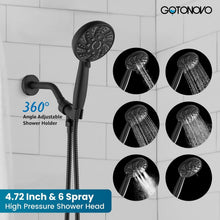 Load image into Gallery viewer, Modern Wall-Mount Shower Faucet Kit in Matte Black - 6 Spray Handheld Included