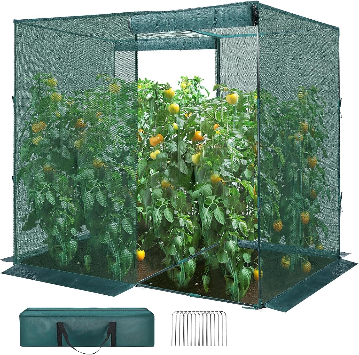 Durable 4' x 8' Plant Protection Cage with Ground Staples & Easy Access Zippers