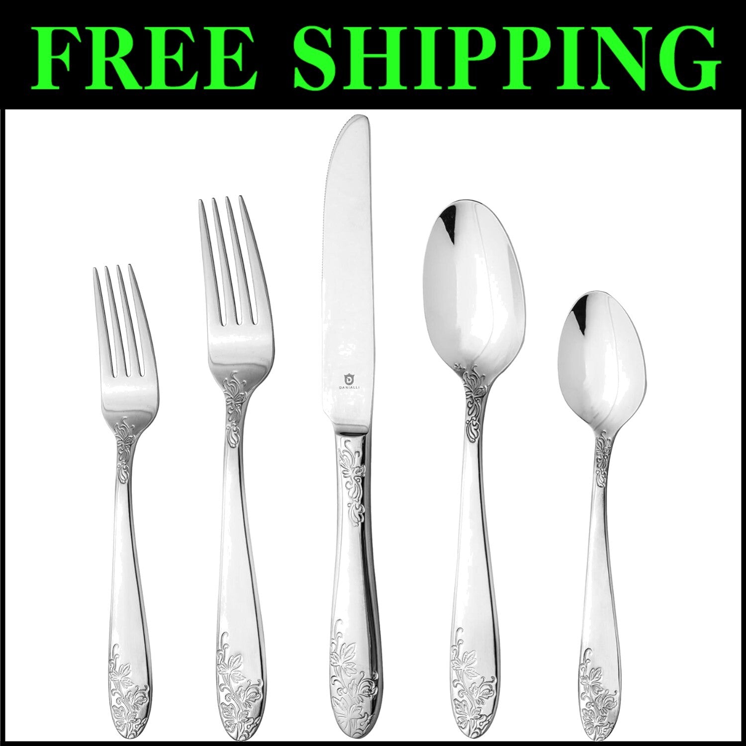Elegant Floral 18/10 Stainless Steel Flatware Set - 40-Piece Dining Collection