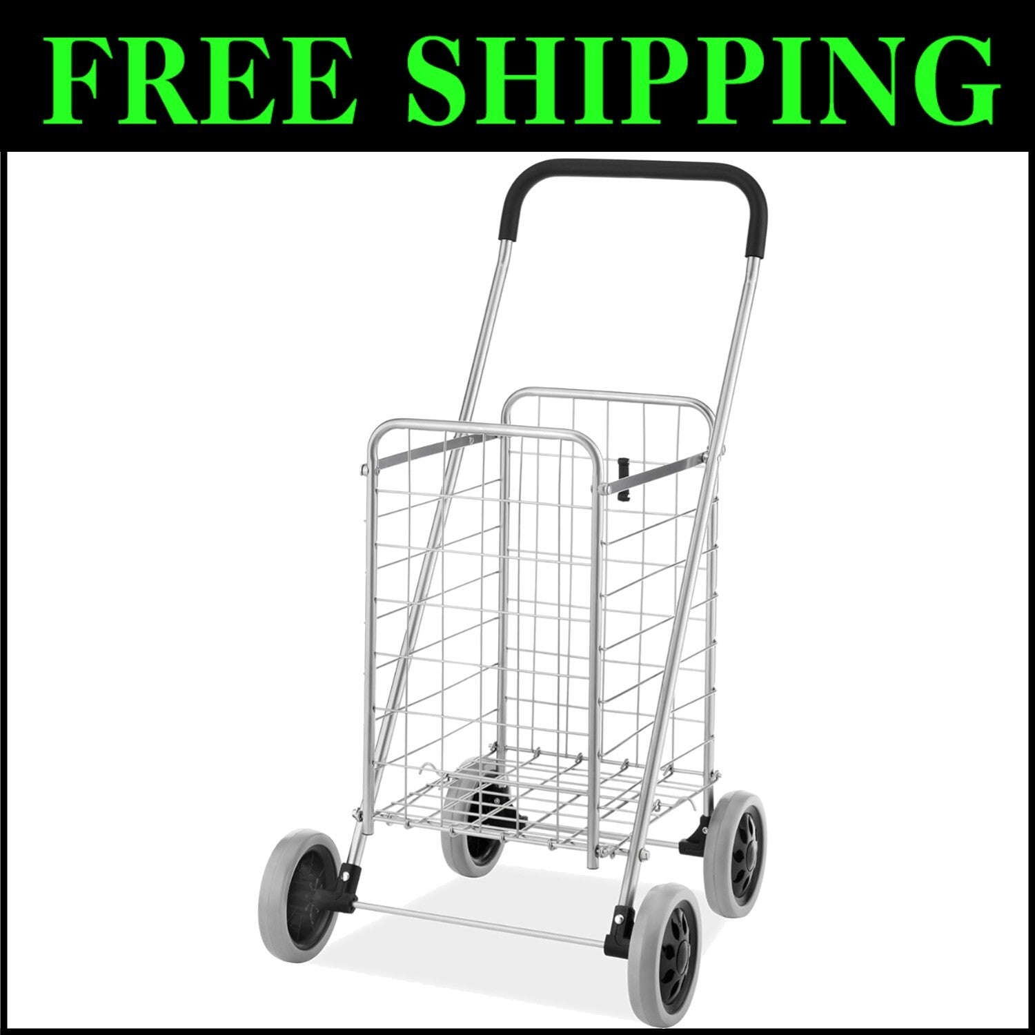 Versatile Folding Shopping Utility Cart for Groceries, Laundry & Gear - 7 lbs
