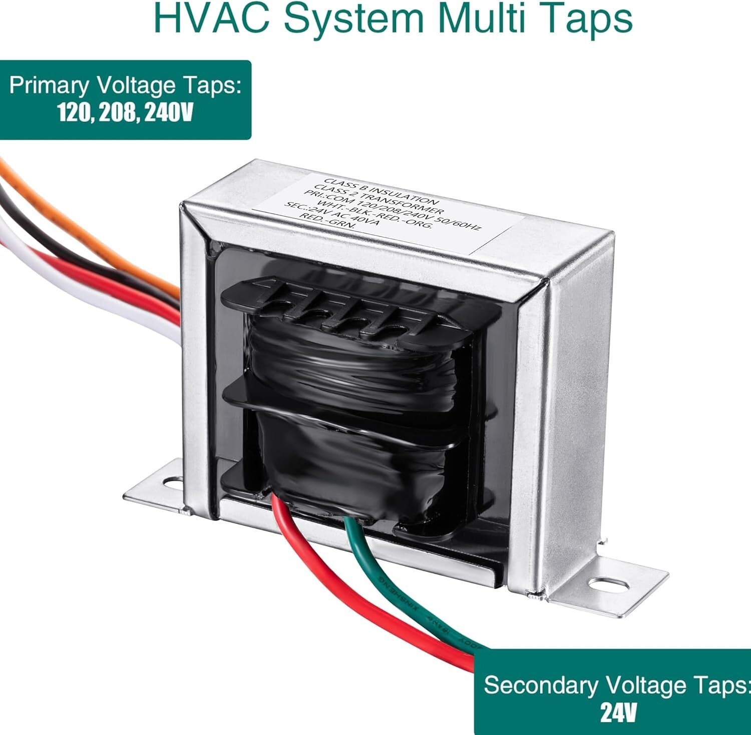 UL Certified 24V Control Transformer - Perfect for HVAC Applications (2 Pk)