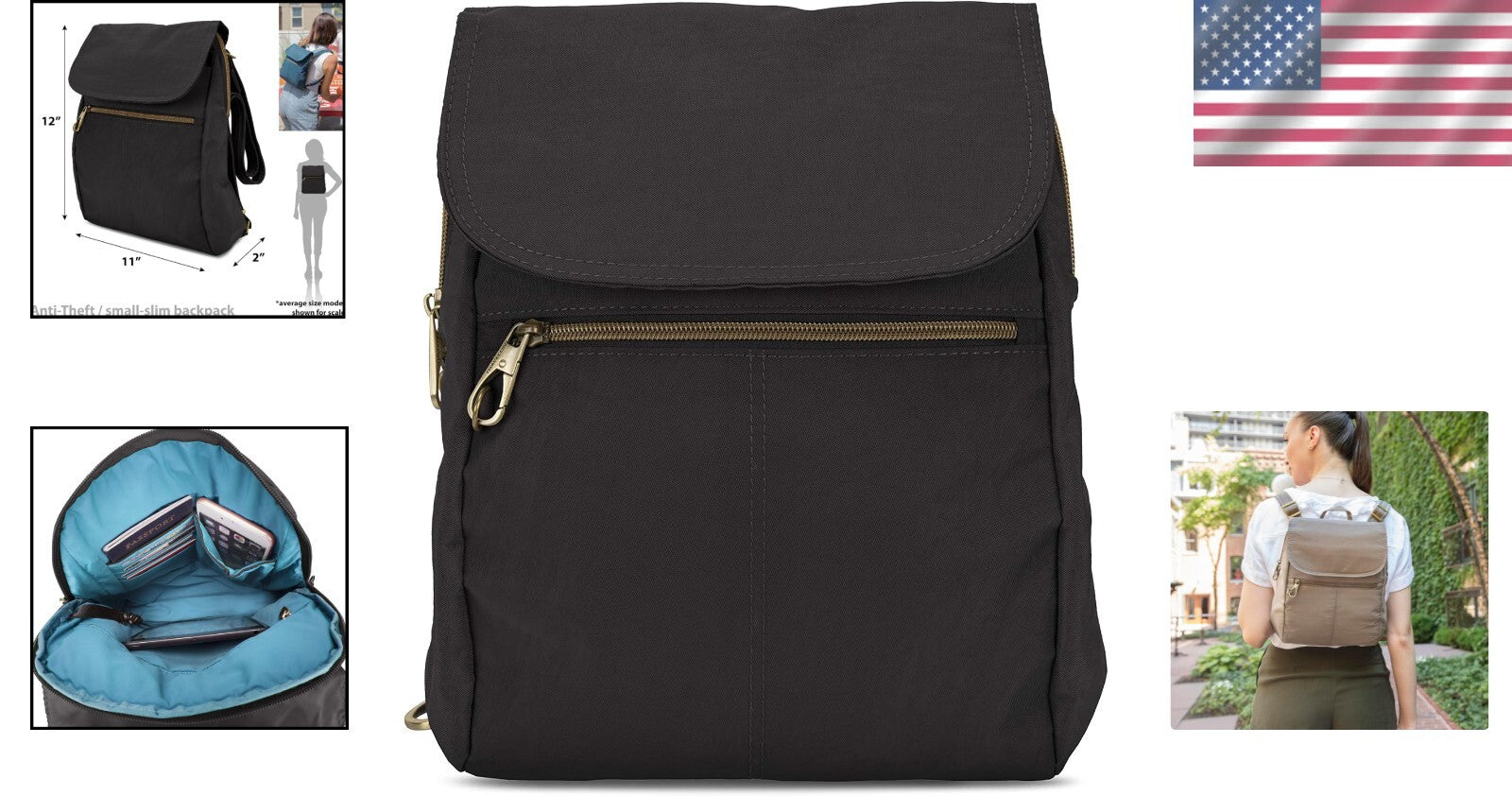 Stylish Slim Anti-Theft Backpack with RFID Slots and Zippered Compartment