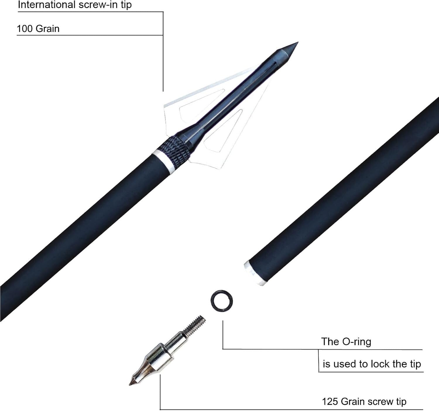 12 Carbon Crossbow Bolts & Broadheads Set - Perfect for Beginners and Practice