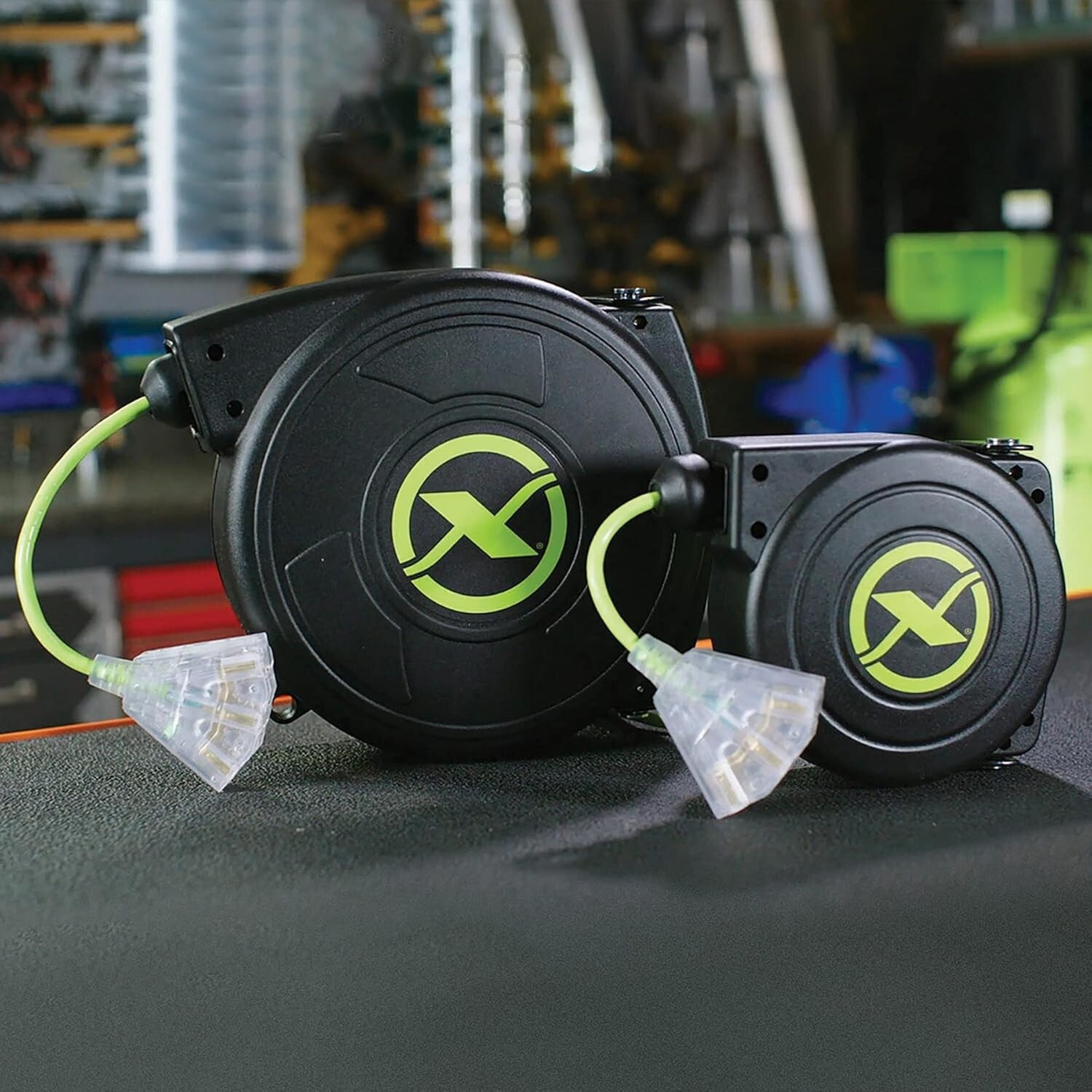 ZillaGreen 25 Ft Retractable Extension Cord Reel with Lighted Triple Tap Outlet