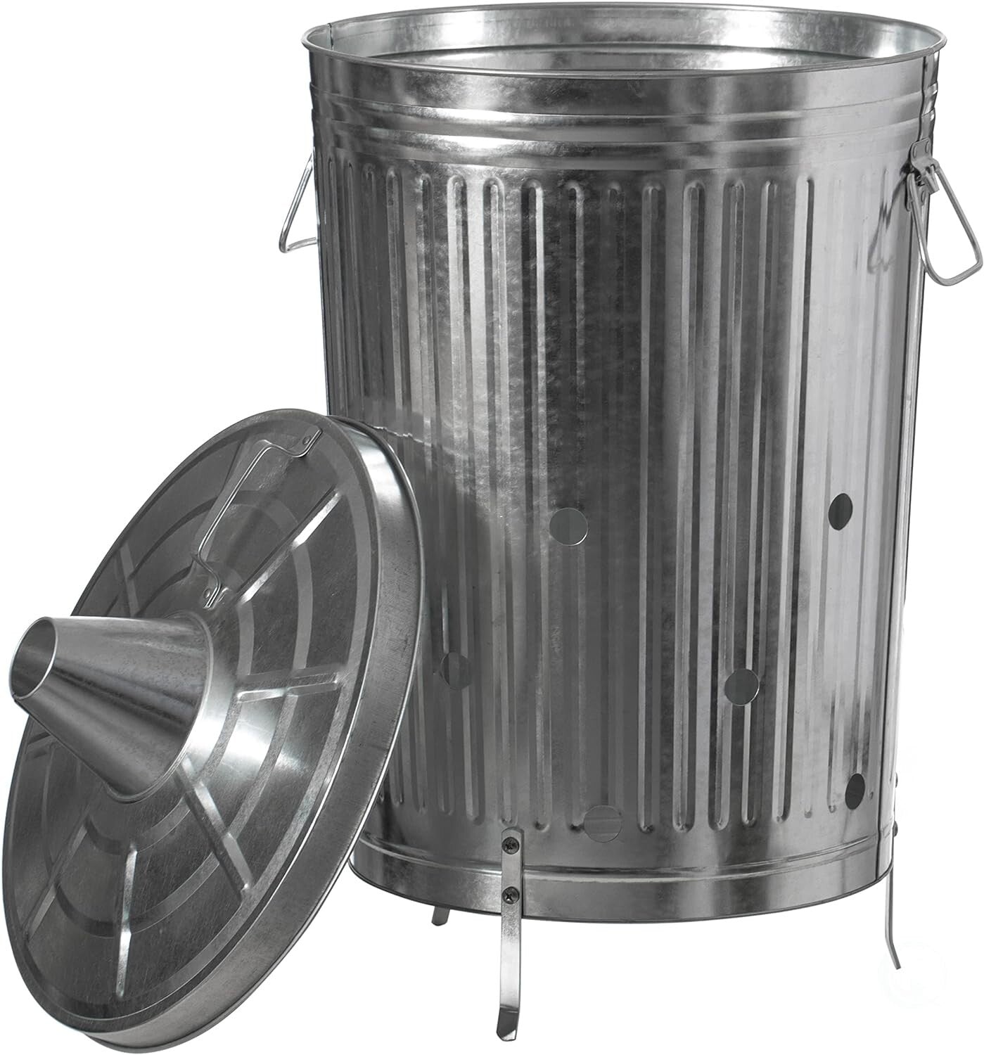 Galvanized Metal Garden Incinerator with Chimney - Round 20-Gallon Waste Burner