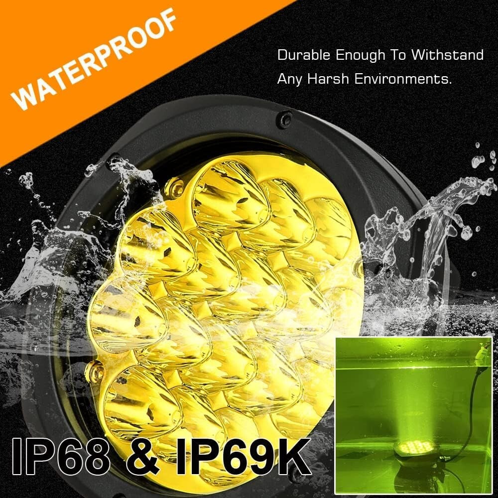 Bright 18800LM Amber Driving Lights: 5-Inch Waterproof Fog Lamps for Vehicles