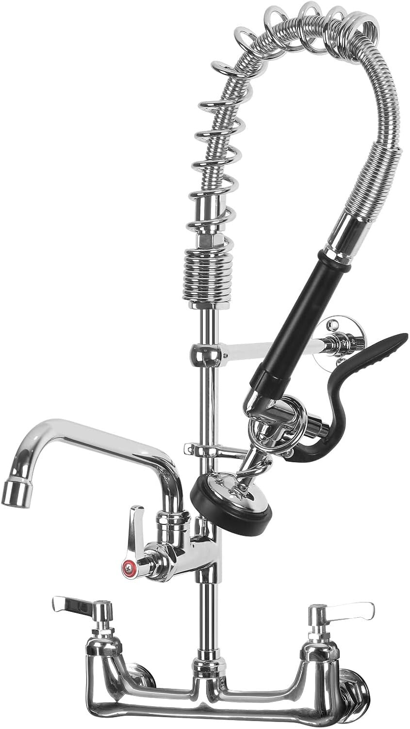 Easy-Install Commercial Sink Faucet - 25'' Height with Lever Handles & Sprayer
