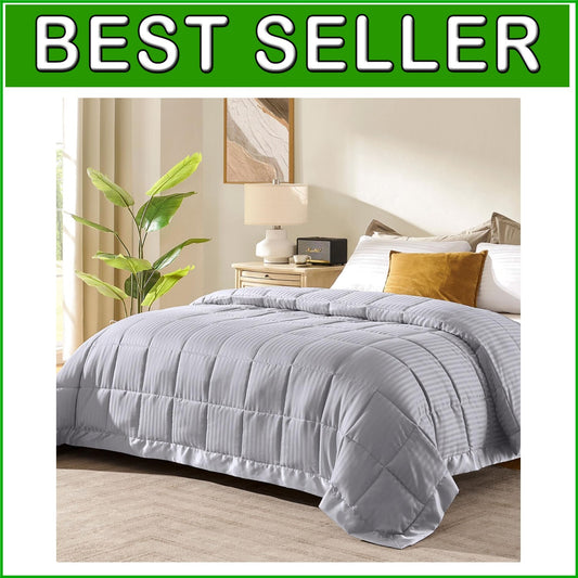 Elegant King Size Blanket with Satin Trim - Lightweight & All-Season Comfort