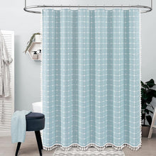 Load image into Gallery viewer, Long Tassel Shower Curtain 72x84 Inch - Premium Linen Blend for Modern Bathrooms