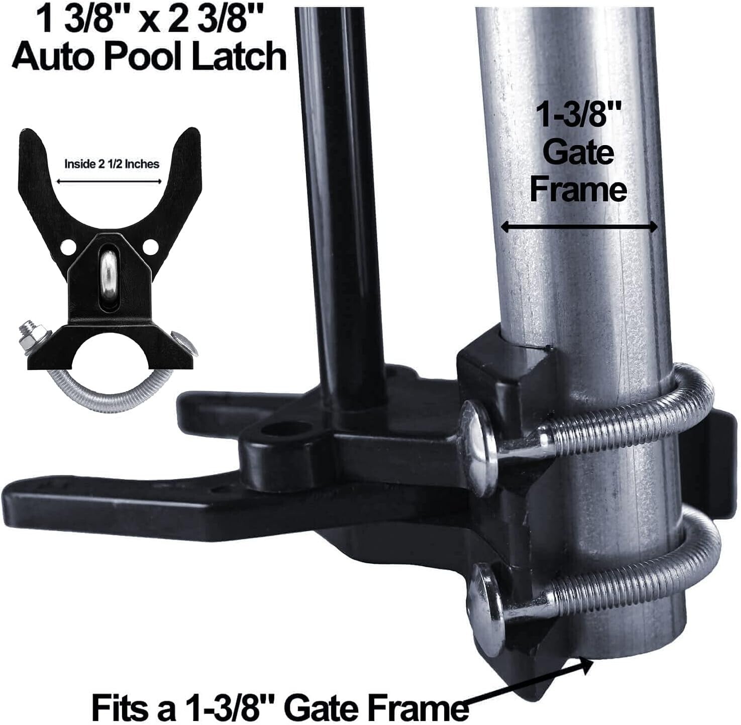 Durable Push Style Pool Gate Latch for 1-3/8" Frames - Child Safety Essential