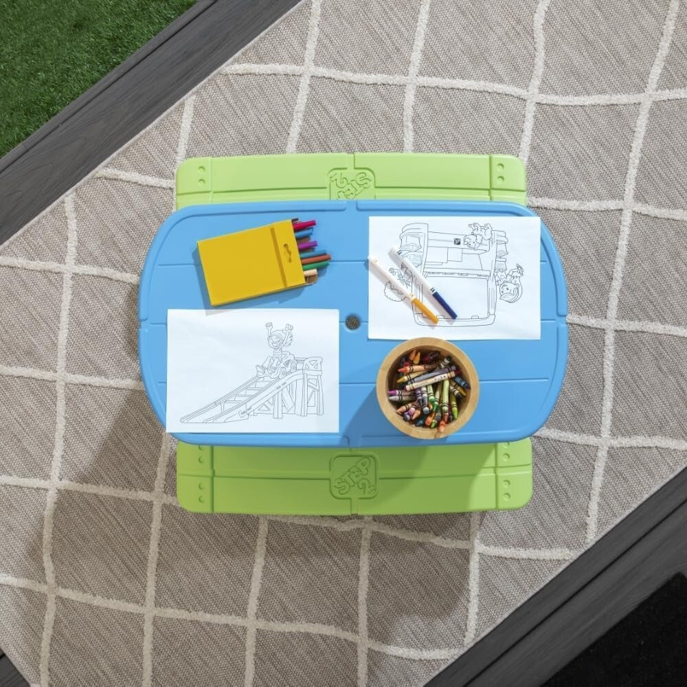 Durable Toddler Picnic Table with Sun-Blocking Umbrella - Spacious & Easy Clean