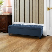 Load image into Gallery viewer, Luxurious Dark Blue Ottoman Bench - Functional Storage &amp; Extra Seating, 51" Wide