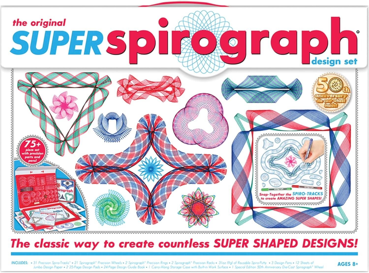 Deluxe 50th Anniversary Kids Art Set – Complete Spirograph Kit with Case & Guide