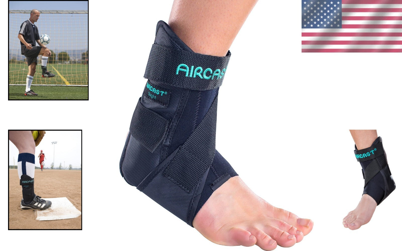 Durable AirSport Ankle Brace for Adults - Large, Right Foot with Easy Fit Design