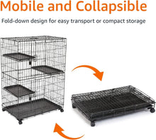 Load image into Gallery viewer, Metal 3-Tier Cat Cage Playpen: Secure &amp; Stylish Safety for your Feline Friends