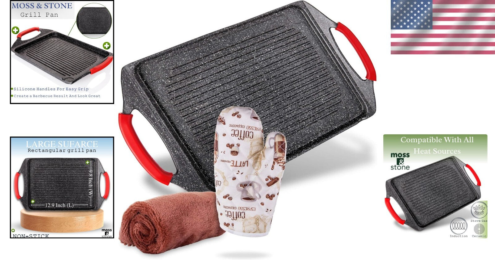 Eco-Friendly Lightweight Griddle Pan - Perfect for Steaks, Vegetables & Fish