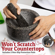 Load image into Gallery viewer, Large Black Granite Mortar and Pestle with Non-Slip Base - Perfect for Sauces