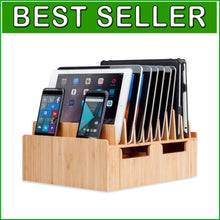 Load image into Gallery viewer, Sustainable Bamboo Charging Station: 10 Ports for Classrooms &amp; Corporate Spaces