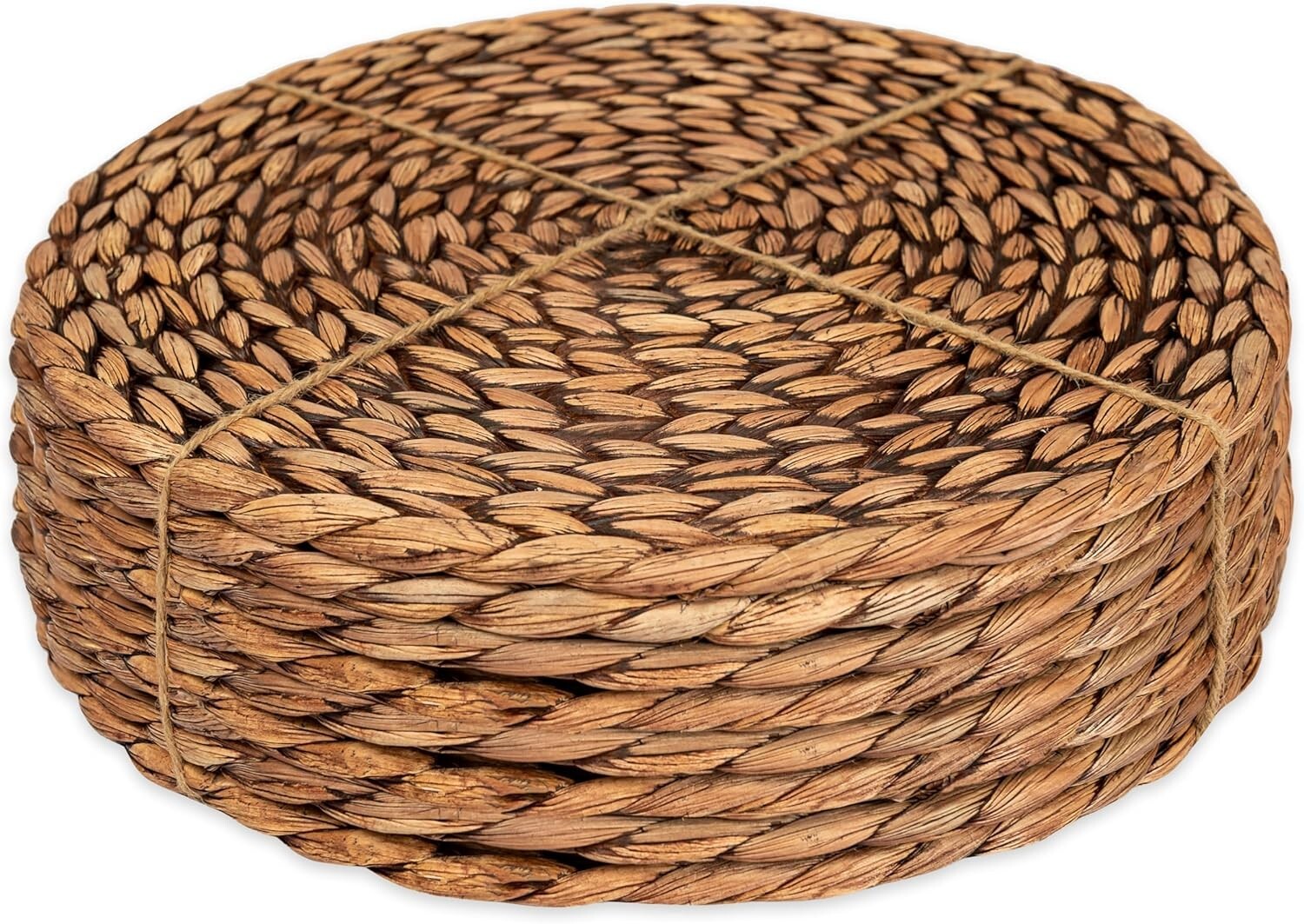 Heat-Resistant Handwoven Water Hyacinth Placemats - Stylish Round Set of 8