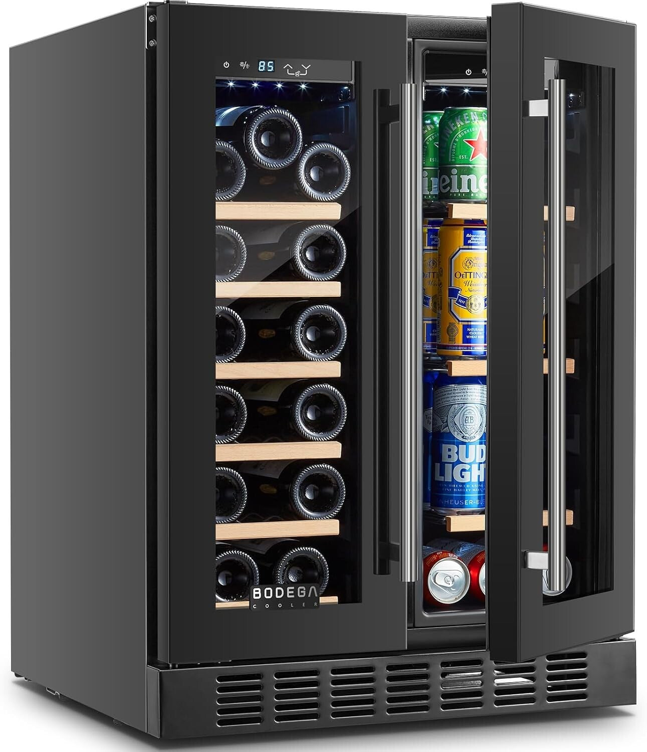 Elegant 24 Inch Black Wine and Beverage Refrigerator with Adjustable Shelves