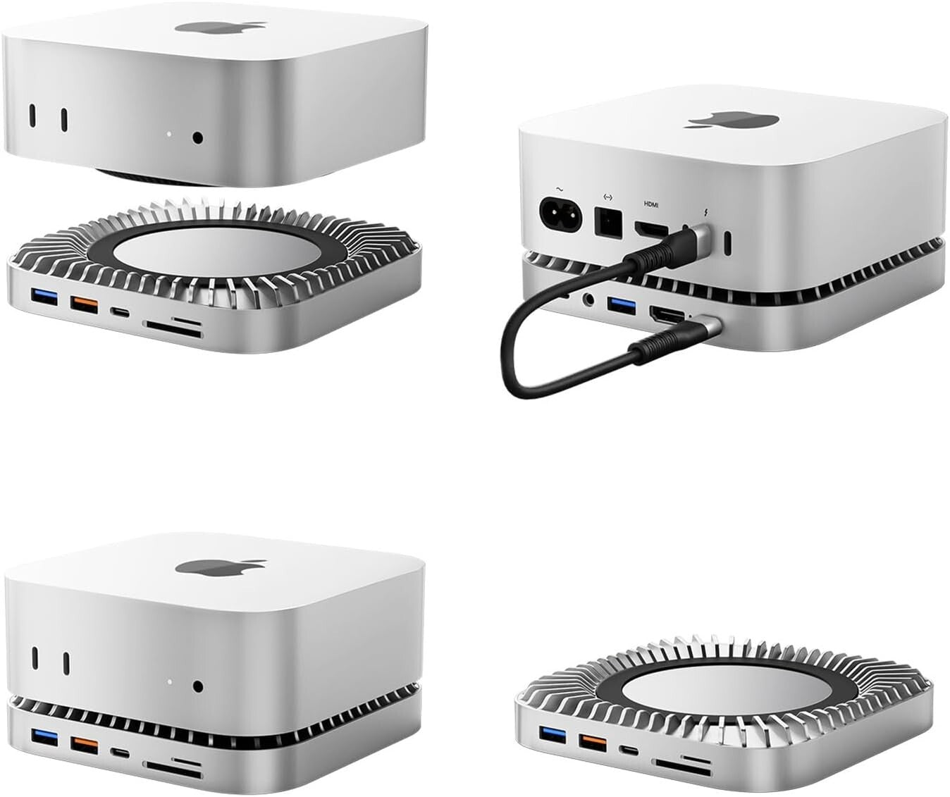All-in-One Aluminum Docking Station for Mac Mini with 4K HDMI and USB Ports