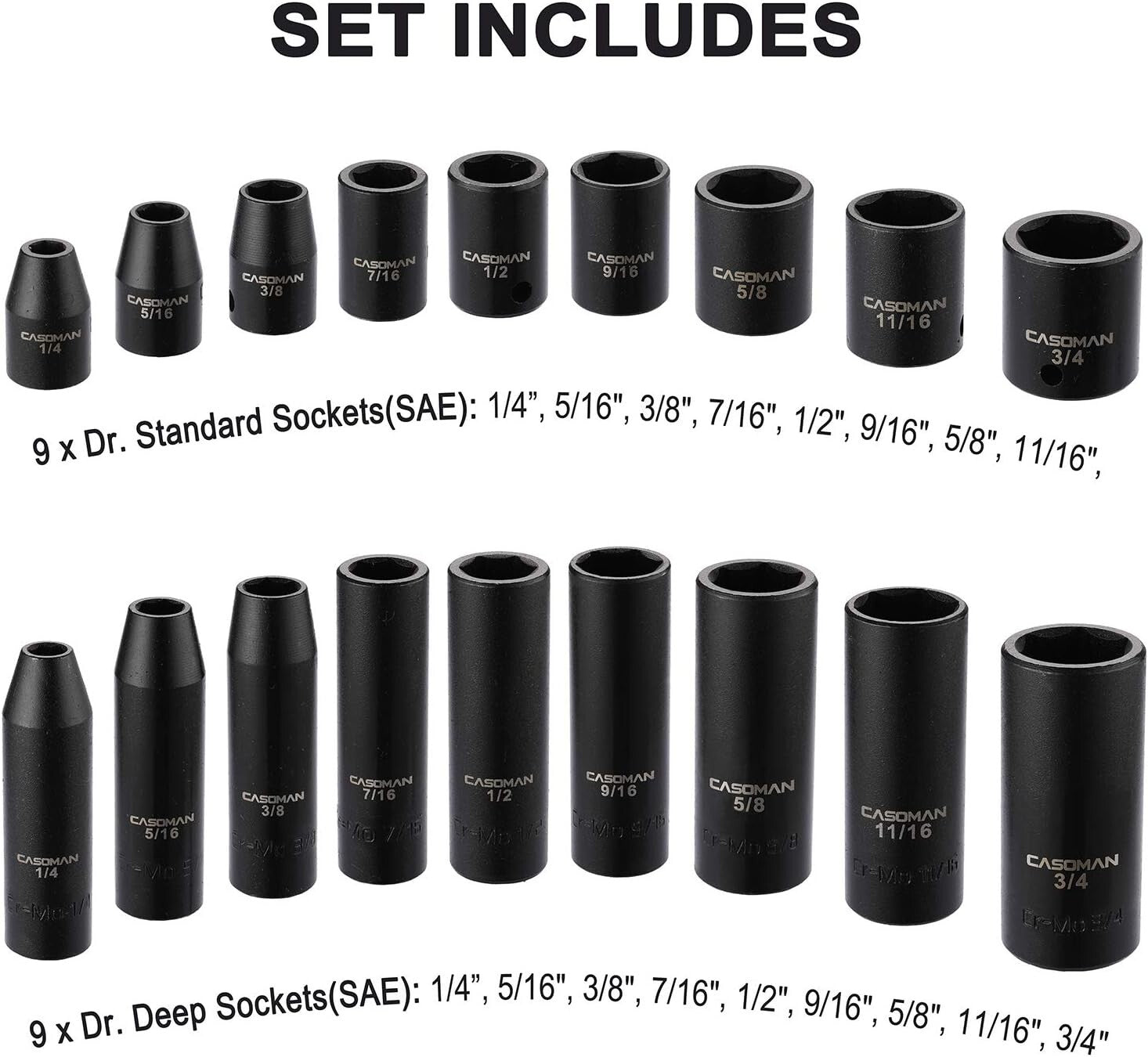 Heavy Duty 3/8" Drive Master Socket Set - Durable Chrome Moly Construction