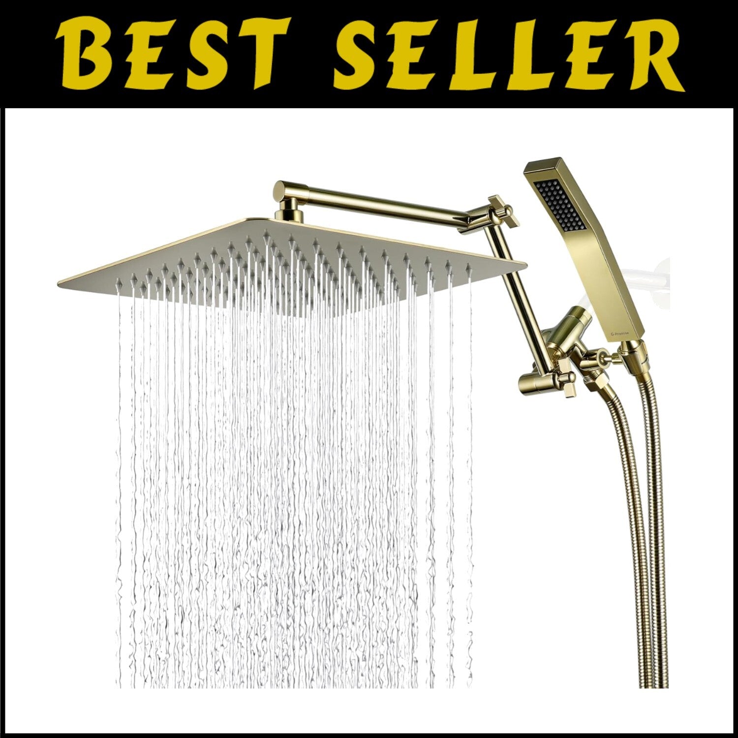 3-Setting Polished Brass Rainfall Shower & Handheld Spray with Extension Arm