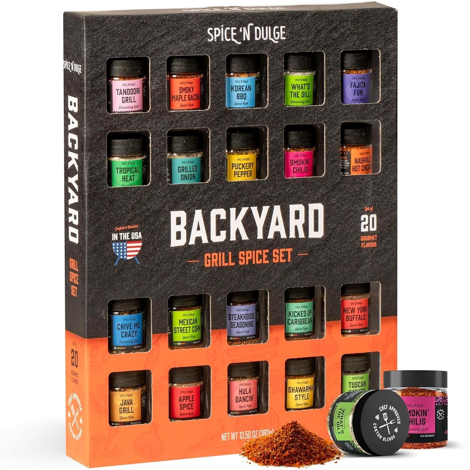 20 Bold Grill Spices & Seasonings - Unique BBQ Flavor Gift Set for All Levels