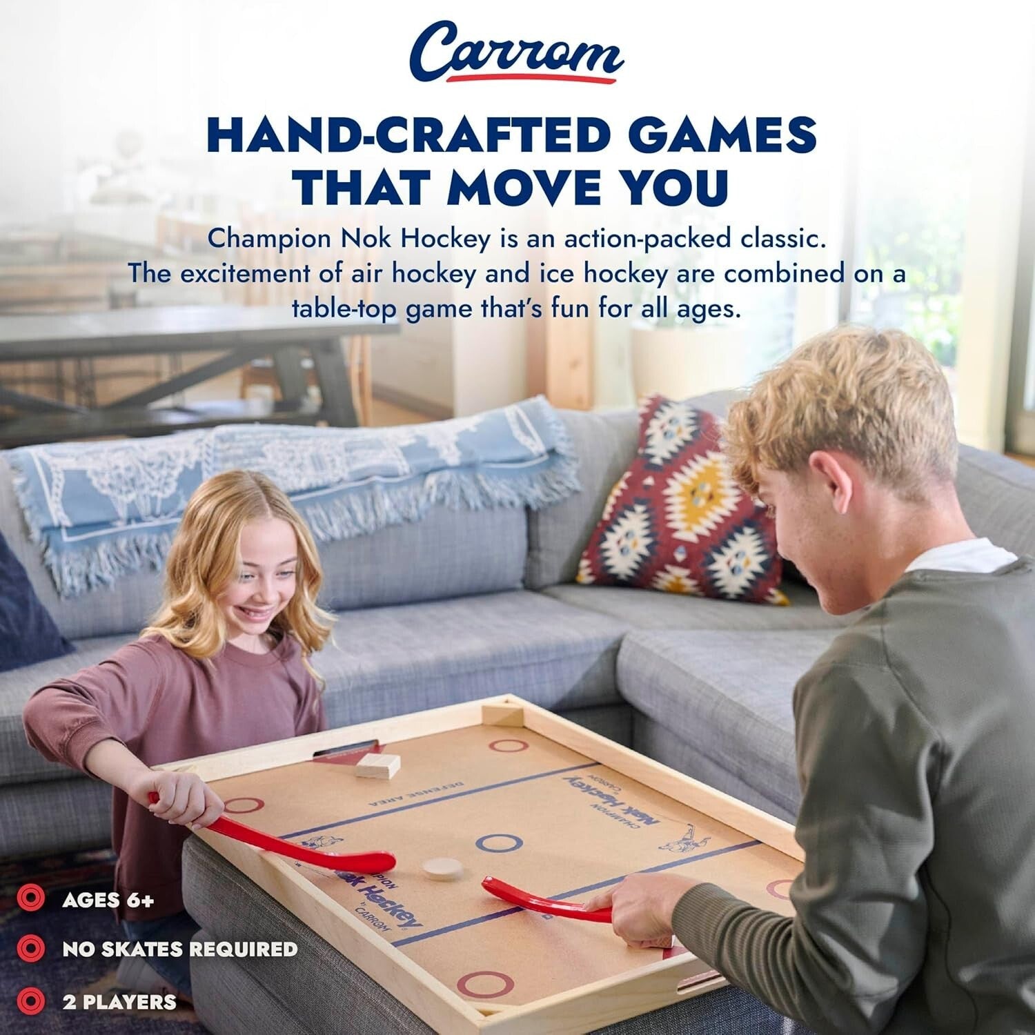 Durable Nok Hockey Game - Classic 2-Player Fun, Perfect for Family Gatherings