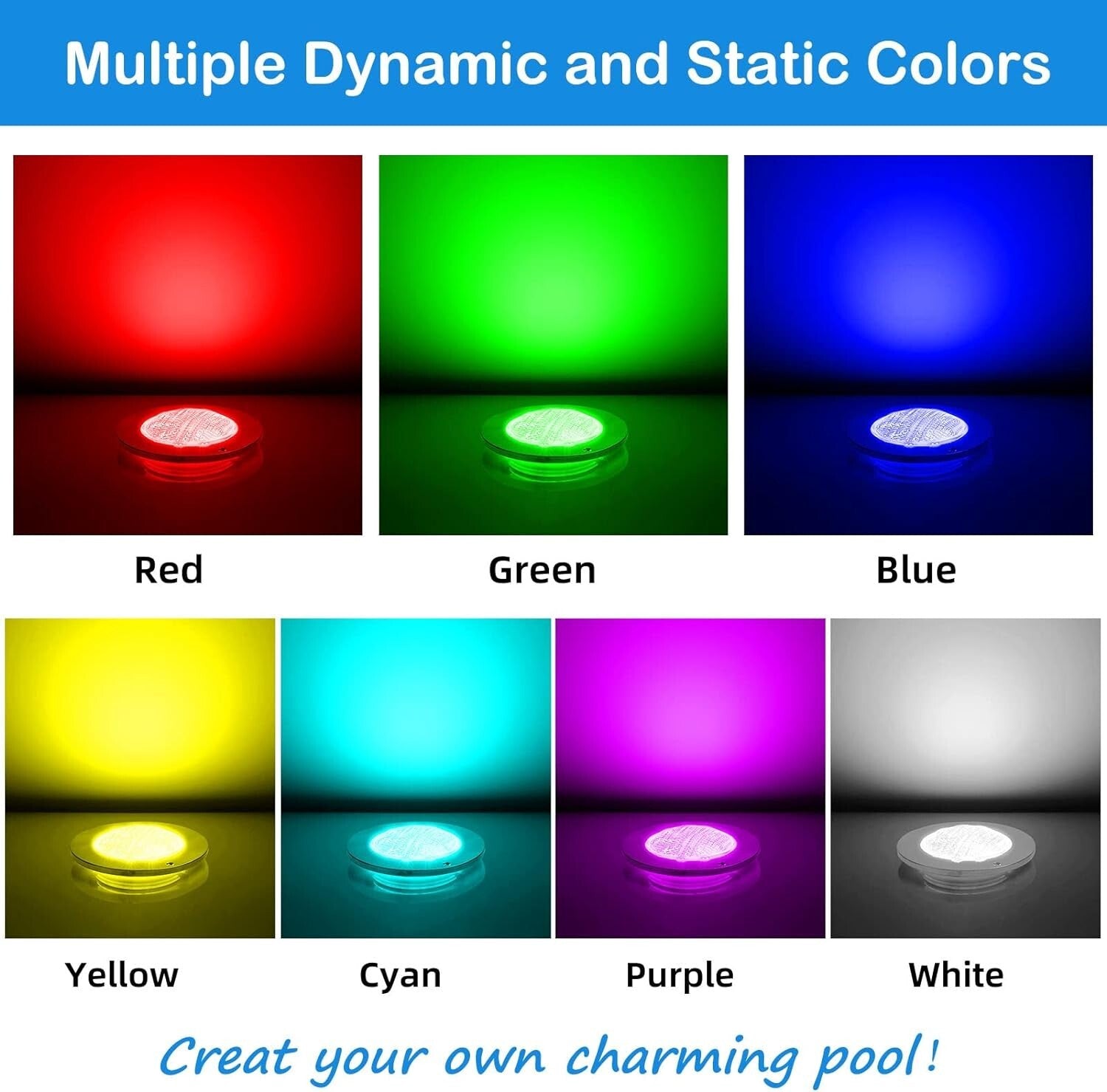 Versatile 54W Color Changing Pool Light - 12V Safe, Waterproof, Modern Design
