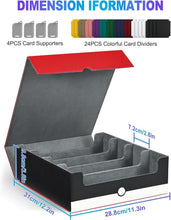 Load image into Gallery viewer, Premium 4-Row Card Storage Box with Magnetic Closure &amp; 24 Colorful Dividers