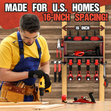 Load image into Gallery viewer, Stainless Steel Wall Mount Organizer with 3 Shelves &amp; Charging Outlets in Red