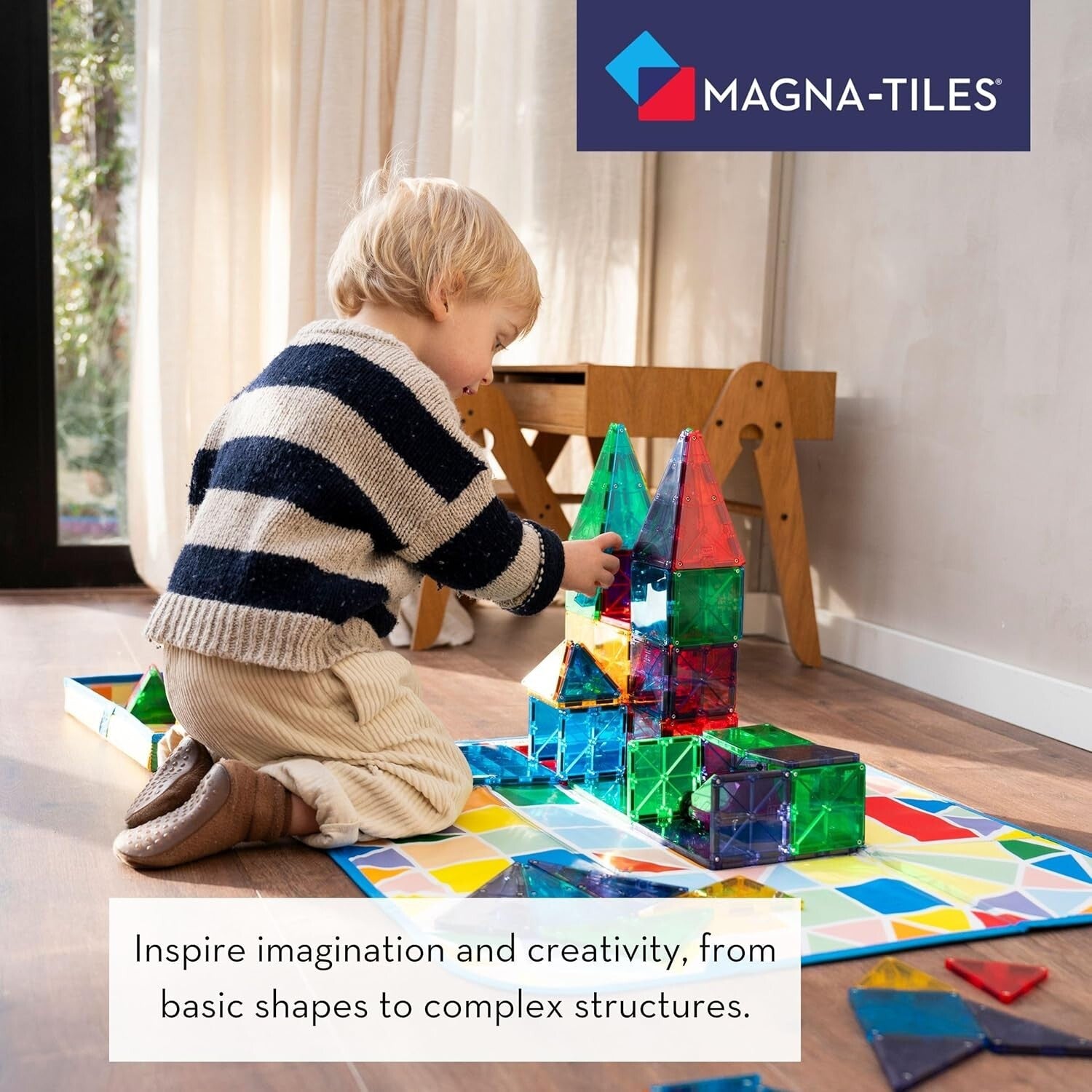100-Piece Magnetic Building Set with Translucent Shapes for Creative Learning