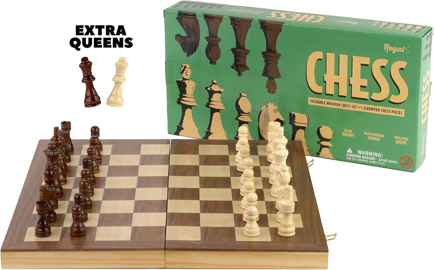 Artisan Wooden Chess Set with 15 x 15 Folding Board - Perfect Family Game Night