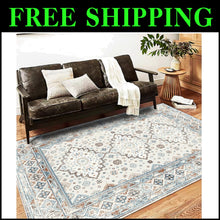 Load image into Gallery viewer, Boho Chic Washable Area Rug 5x7 - Non-Slip Medallion Design for Modern Homes