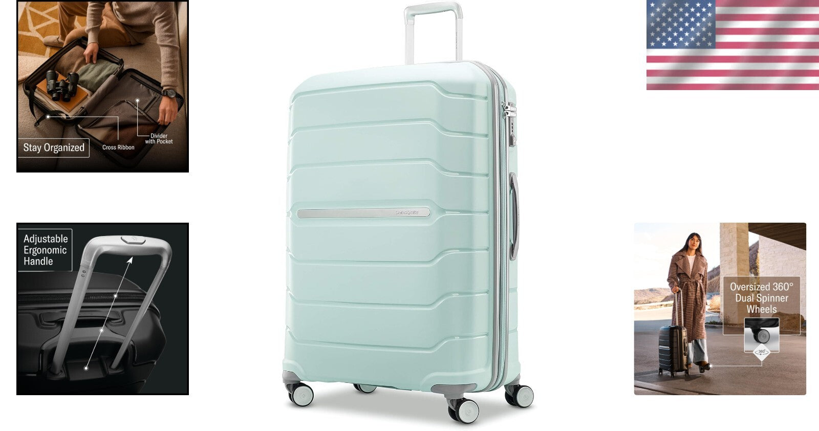 Lightweight Mint Green Luggage - 28-Inch Hardside with TSA Lock & Spinner Wheels