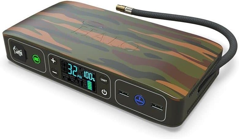 Versatile Camouflage Emergency Car Power Kit with Air Pump and Jump Starter