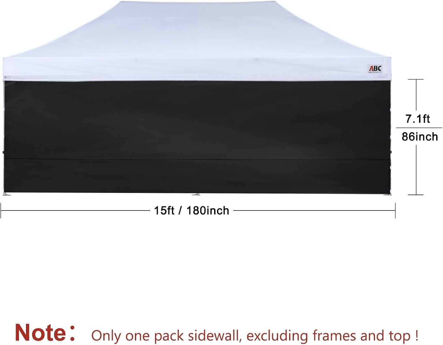 Durable 10x20 FT Black Canopy Sidewall with UV Protection - Weather Shield