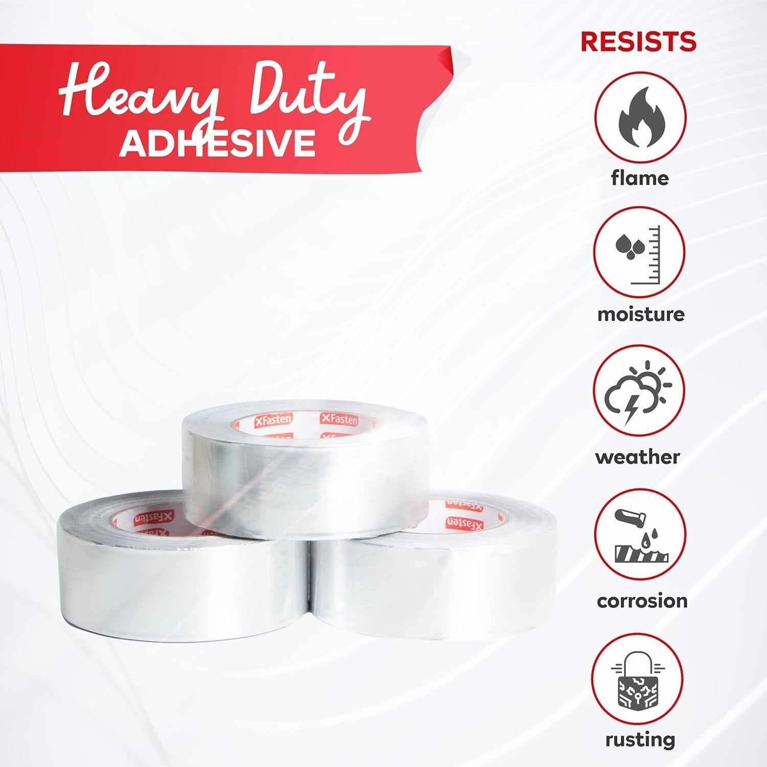 Durable 1980 Feet Aluminum Duct Tape - Heavy-Duty, Moisture & Heat Resistant