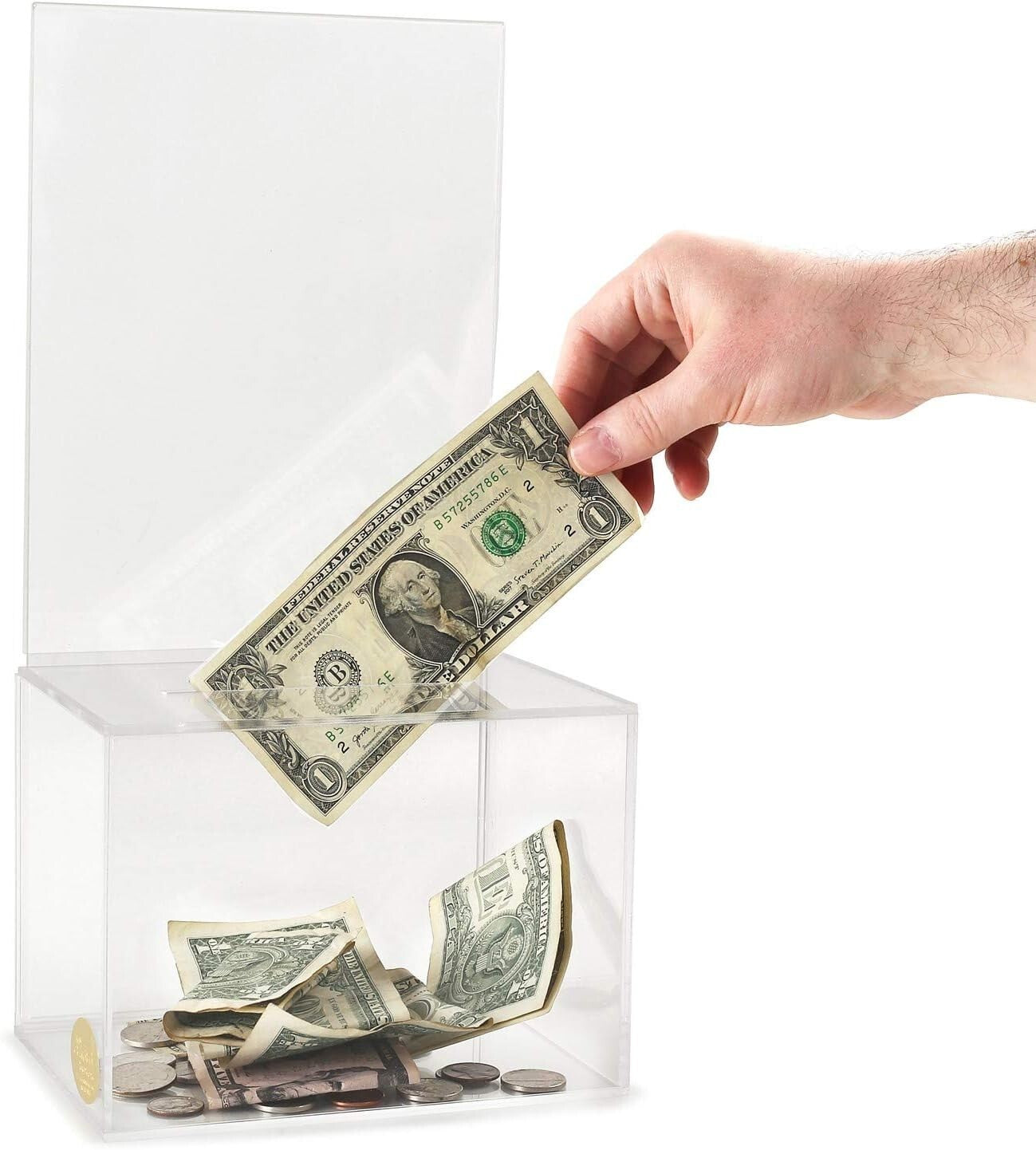 Elegant Clear Acrylic Charity Donation Box with Lock - 1.5 Lb Lightweight