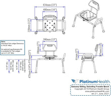 Load image into Gallery viewer, Premium Padded Blue Sliding Bath Transfer Bench with Swivel Seat &amp; Safety Handle