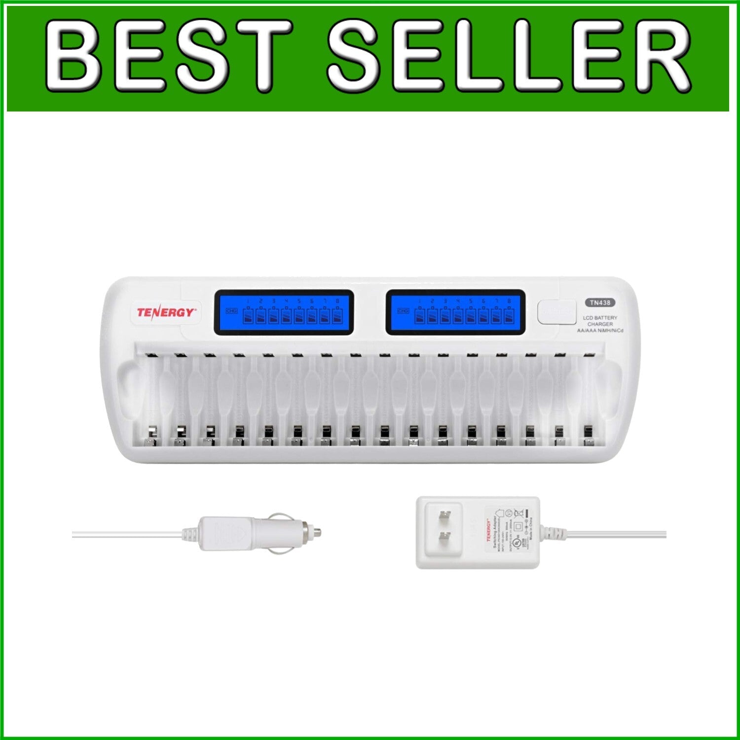 Effortless 16-Bay AA/AAA Battery Charger with LCD Status - Home & Travel Ready