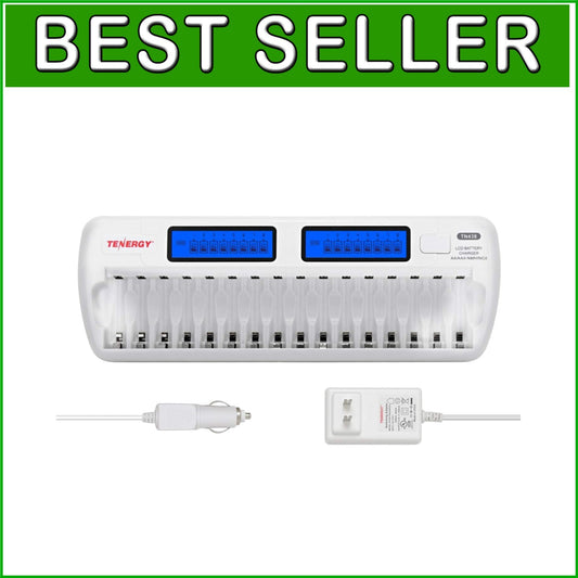 Effortless 16-Bay AA/AAA Battery Charger with LCD Status - Home & Travel Ready