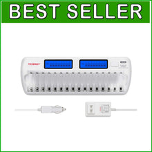 Load image into Gallery viewer, Effortless 16-Bay AA/AAA Battery Charger with LCD Status - Home &amp; Travel Ready