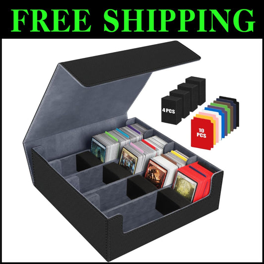 Waterproof 4-Row Card Deck Case for Magic Cards with Colorful Dividers Included