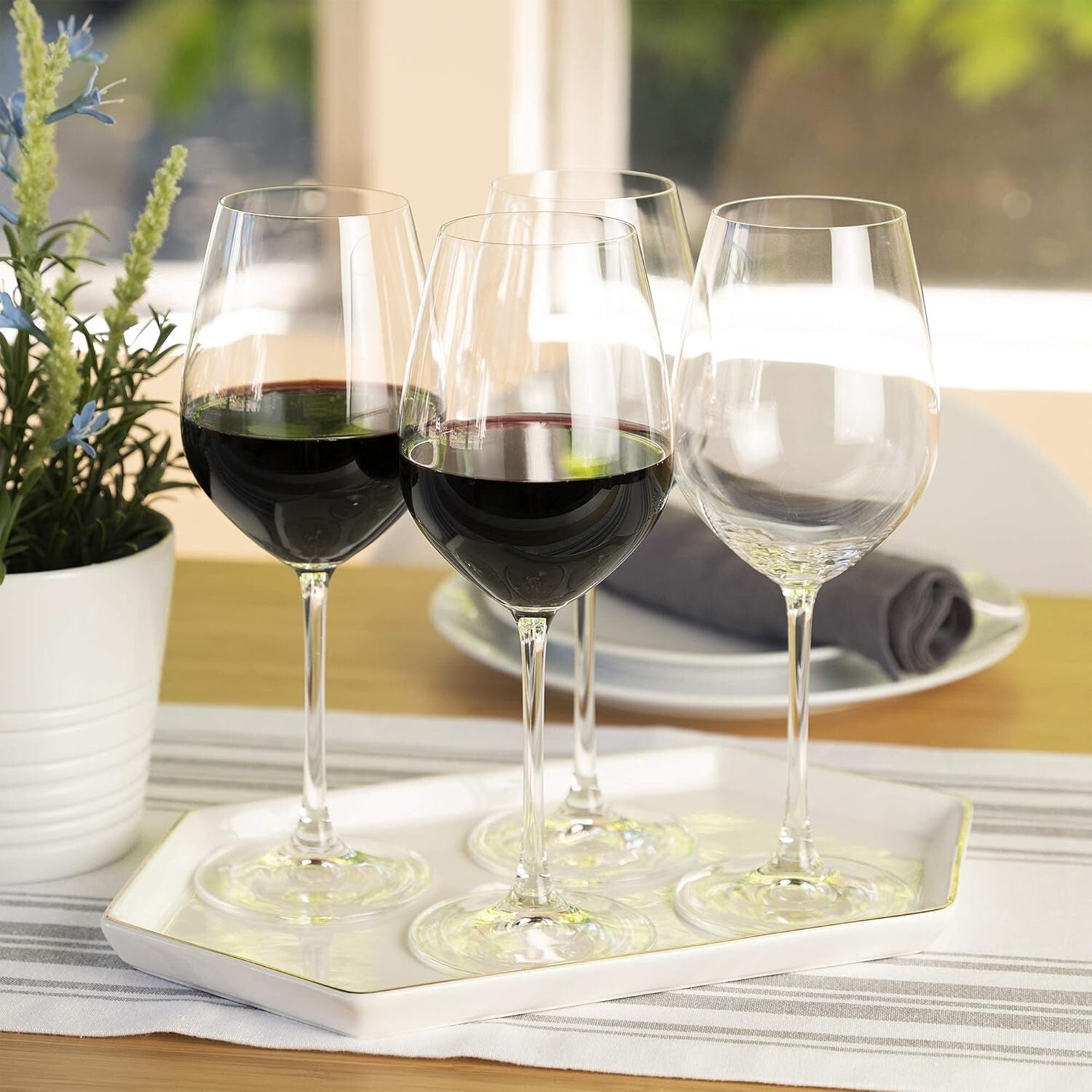 Dishwasher Safe Stylish Red Wine Glasses – 4 Count of Premium Crystal Elegance
