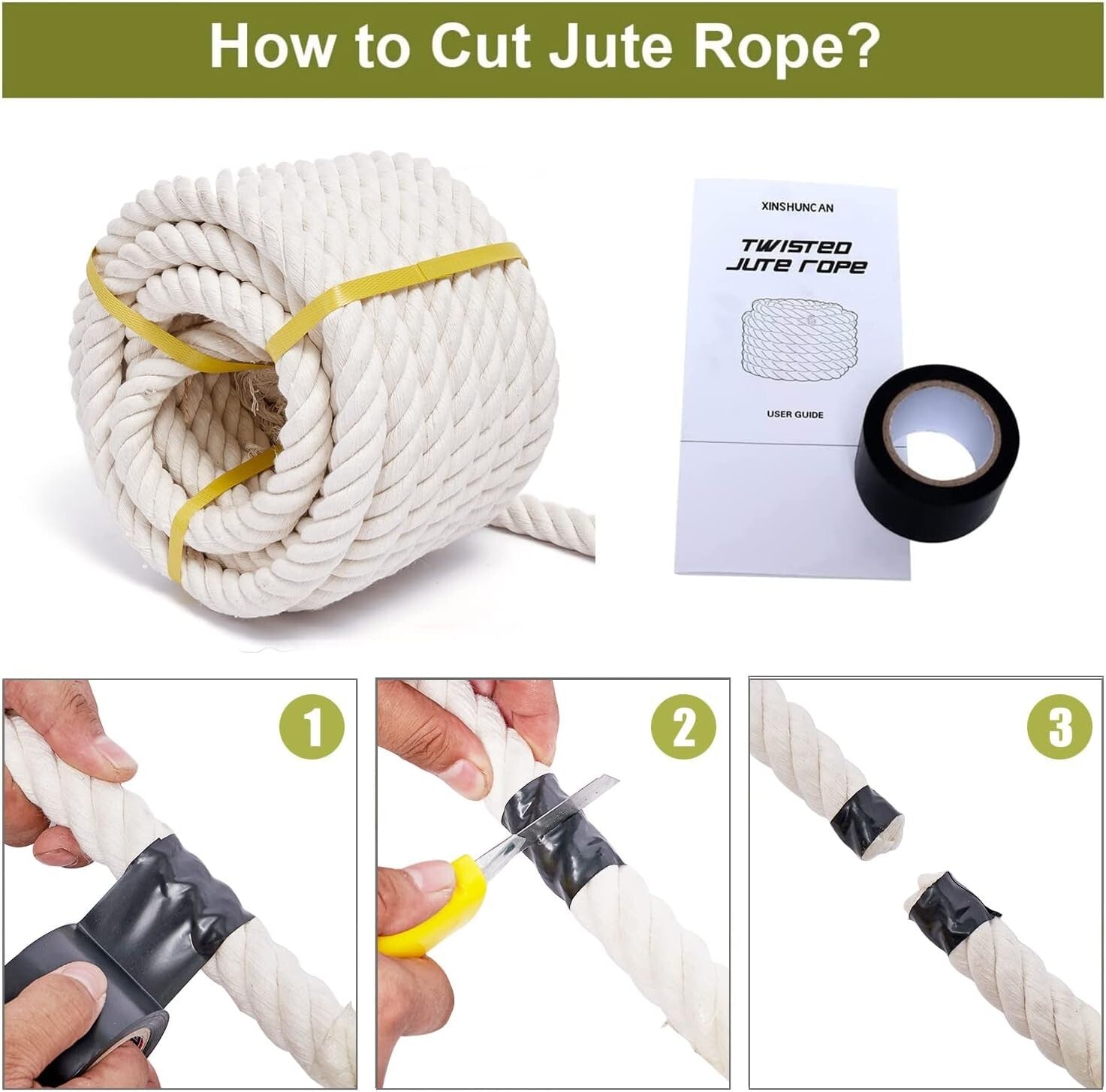 Versatile 1 Inch Thick Cotton Craft Rope - 100 Feet for Indoor & Outdoor Use