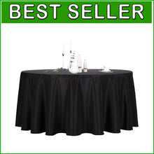 Load image into Gallery viewer, Versatile 132" Diameter Black Round Tablecloths - Events &amp; Daily Use 2 Pack