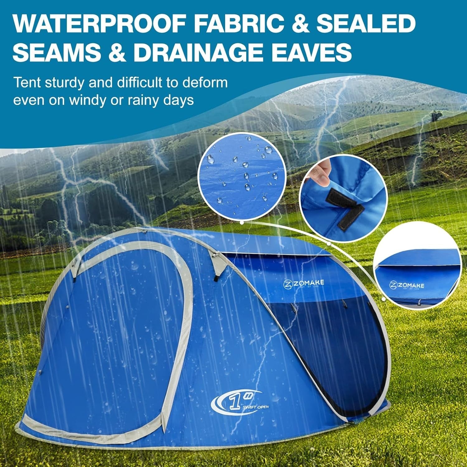 4-Person Instant Pop-Up Tent with 2 Doors - Perfect for Outdoor Adventures