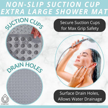 Load image into Gallery viewer, Safe 47" x 32" Gray Shower Mat with Drain Holes - Extra Large &amp; Comfortable